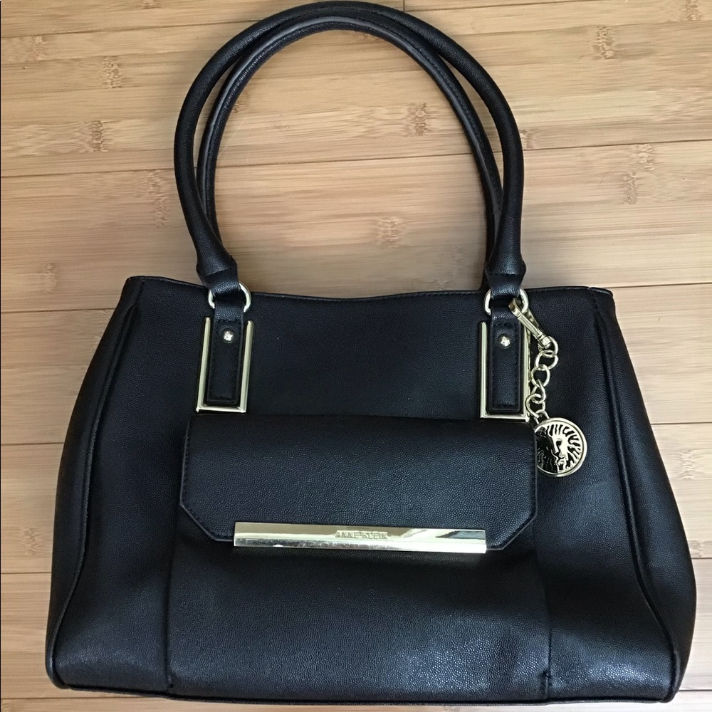Anne Klein Black Grain Handbag